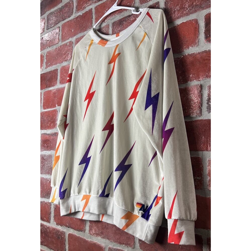 Aviator Nation Lightning Bolt Velour Sweatshirt Size XXL - Picture 3 of 6